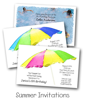 Kid's Summer, Beach & Pool Party Invitations from TheInvitationShop.com