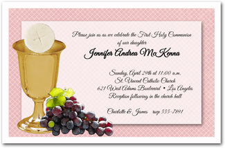 Chalice and Wafer Girls First Communion Invitations from TheInvitationShop.com