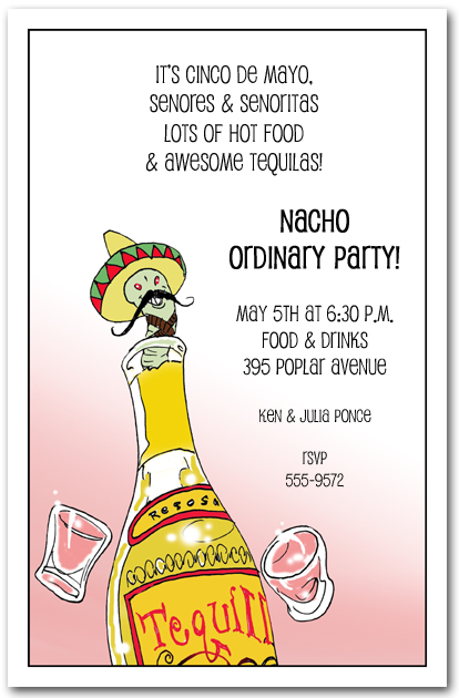 Tequila Worm Party Invitations for Cinco de Mayo Party Invitations and More! TheInvitationShop.com