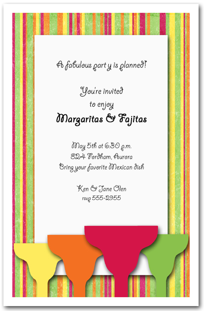 Margaritas on Bright Stripes Party Invitation from TheInvitationShop.com
