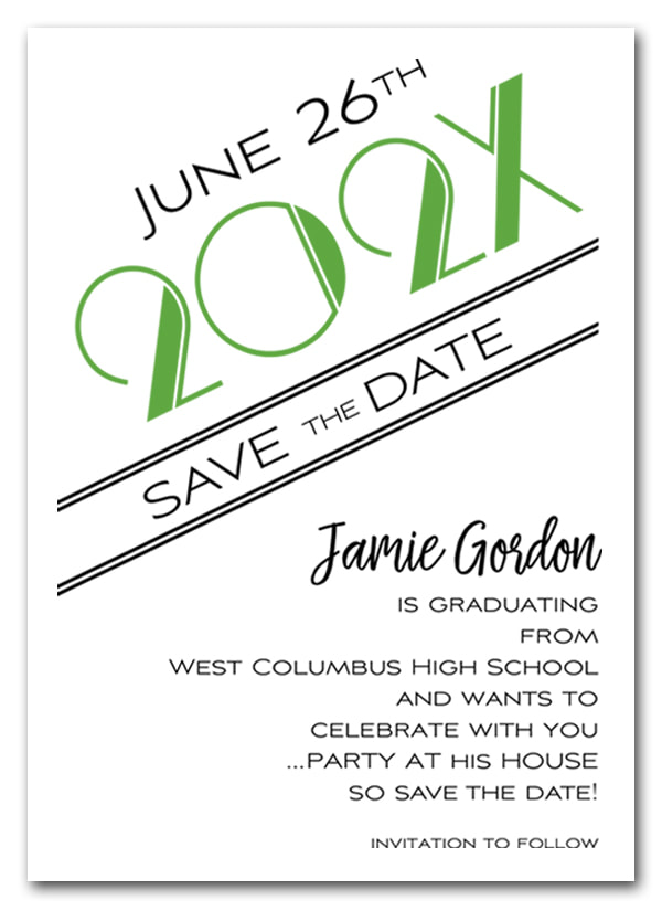 Green 2019 Graduation Save the Date Cards - Also available as a graduation party invitation or announcement! LOTS OF COLORS available