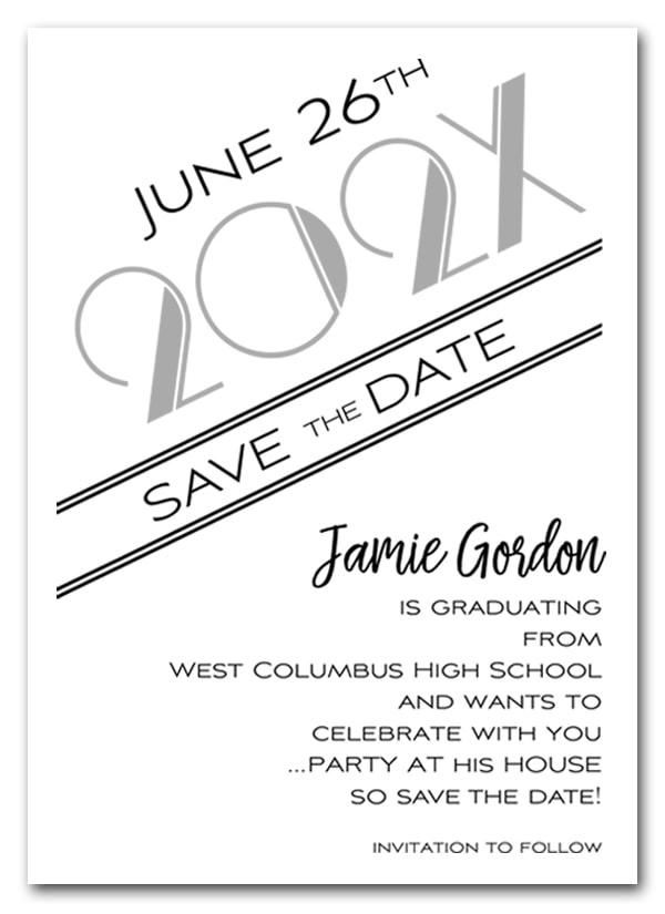 Silver 2019 Graduation Save the Date Cards - Also available as a graduation party invitation or announcement! LOTS OF COLORS available