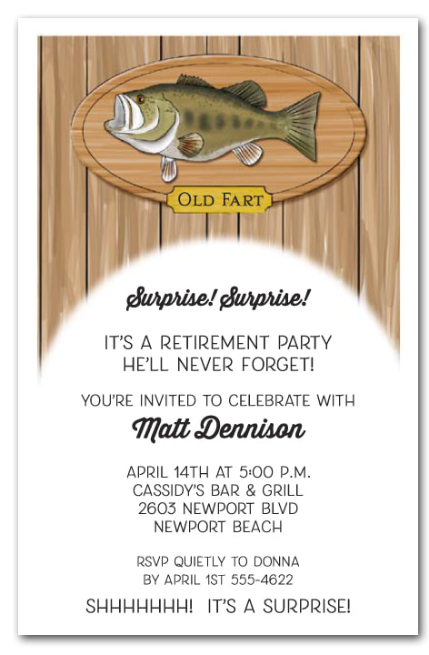 Retirement Party Invitations - We love this fishing theme retirement party invitation, but we have lots of themes available your guest of honor will love. 
