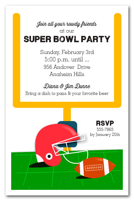 Red Football Helmet Super Bowl Invitations
