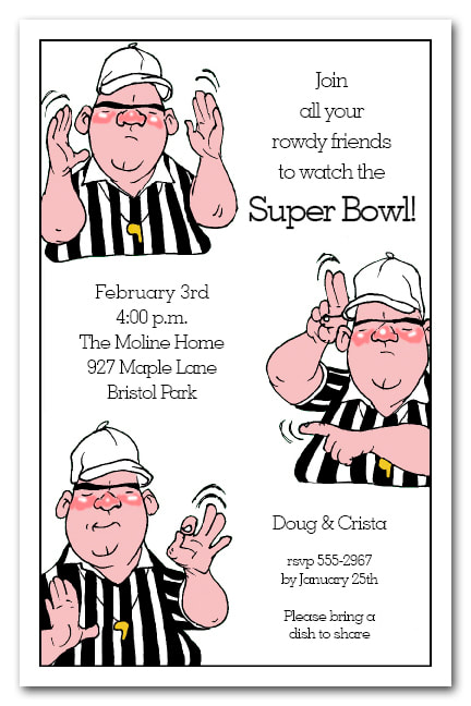 Refree Signals Super Bowl Party Invitations