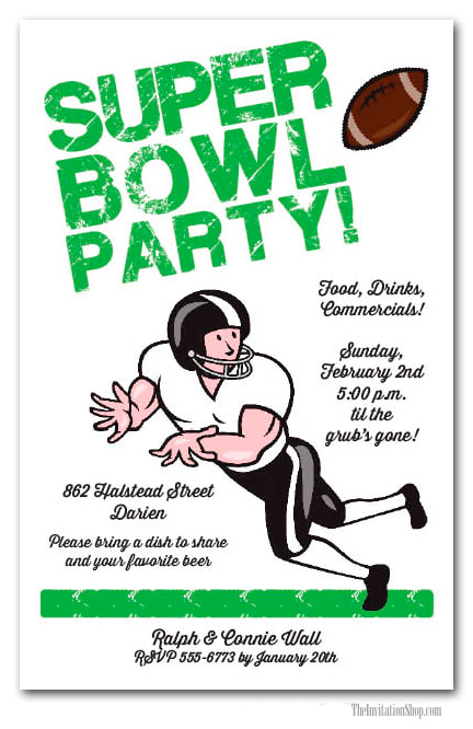 Wide Receiver Super Bowl Party Invitations