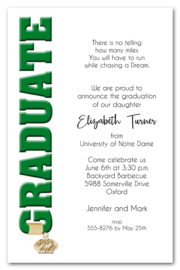 Tassel Charm Green Graduate Invitations and Announcements - Available in several colors | TheInvitationShop.com