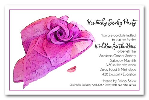 Floral Lavender Hat Kentucky Derby Party Invitations from TheInvitationShop.com