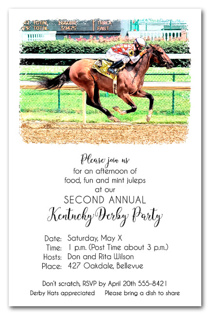 Winning Ride Kentucky Derby Party Invitations from TheInvitationShop.com
