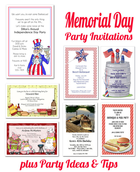 Memorial Day Party Invitations PLUS Party Planning Ideas & Tips from TheInvitationShop.com