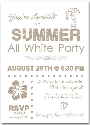 Summer White Party Summer Party Invitations