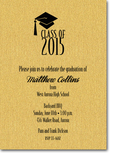 Graduation Party Invitations printed on Shimmery Paper and Matching Envelopes