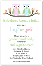Owl Gender Reveal Baby Shower Invitations from TheInvitationShop.com