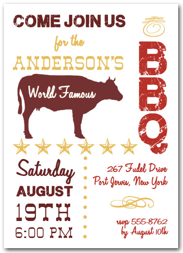 World Famous Beef BBQ Party Invitations