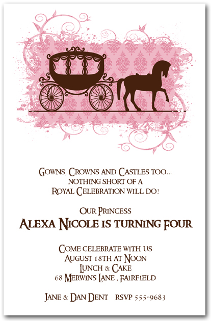 Horse Carriage for a Princess Party Invitations from TheInvitationShop.com