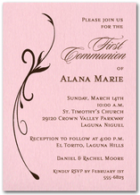 Pink Flourish Girls First Communion Invitations from TheInvitationShop.com
