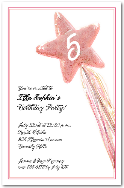 Pink Magic Wand Party Invitations from TheInvitationShop.com
