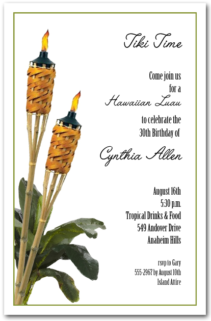 Tropical Tiki Torches Summer Party Invitations