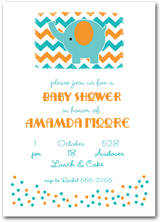 Teal Elephant on Chevron Baby Shower Invitations from TheInvitationShop.com