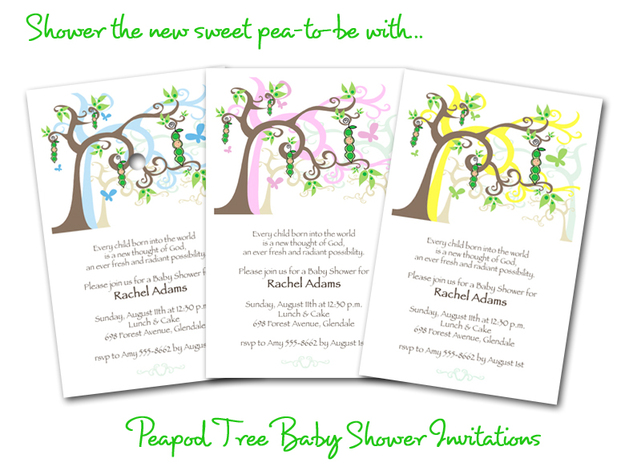 Peapod Tree Baby Shower Invitations from TheInvitationShop.com