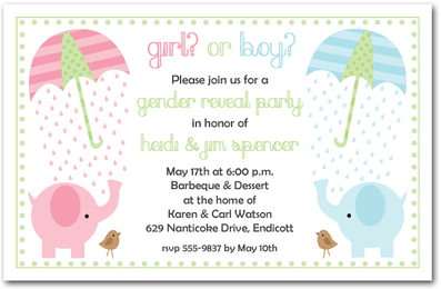 Elephant Gender Reveal Baby Shower Invitations from TheInvitationShop.com