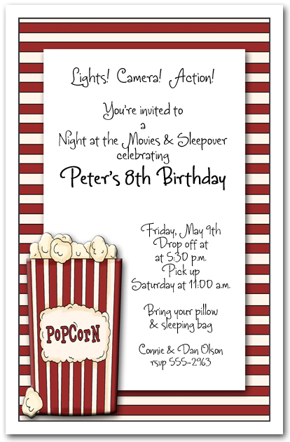 Popcorn on Stripes Party Invitations from TheInvitationShop.com