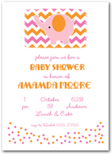 Pink Elephant on Chevron Baby Shower Invitations from TheInvitationShop.com