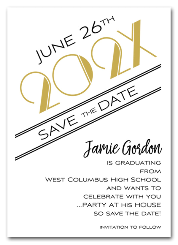 Gold 2019 Graduation Save the Date Cards - Also available as a graduation party invitation or announcement! LOTS OF COLORS available