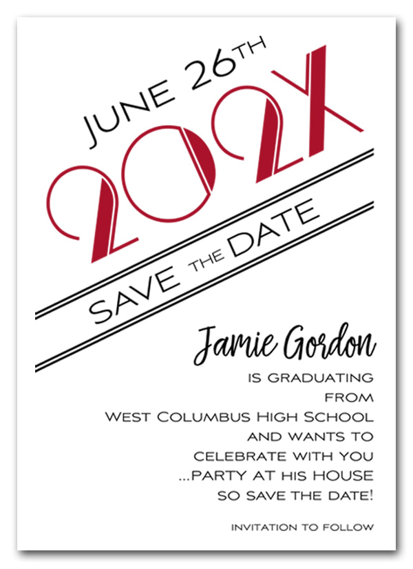 Red 2019 Graduation Save the Date Cards - Also available as a graduation party invitation or announcement! LOTS OF COLORS available