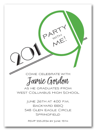 Green 2019 Graduation Party Invitation or Announcement - Also available as a Save the Date Card. LOTS OF COLORS available