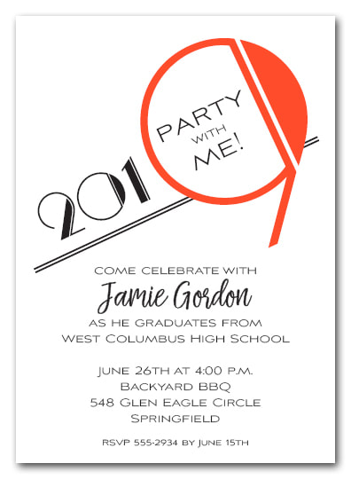 Orange 2019 Graduation Party Invitation or Announcement - Also available as a Save the Date Card. LOTS OF COLORS available