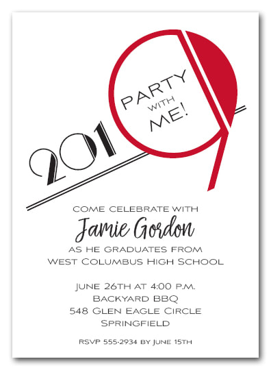 Red 2019 Graduation Party Invitation or Announcement - Also available as a Save the Date Card. LOTS OF COLORS available
