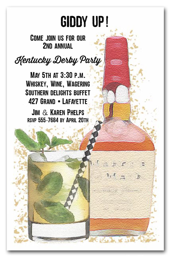 Bourbon Bottle & Mint Julep Kentucky Derby Party Invitations - Come see our entire collection!