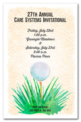 Watercolor Golf Ball Invitations | Come see all our golf themed party invitations