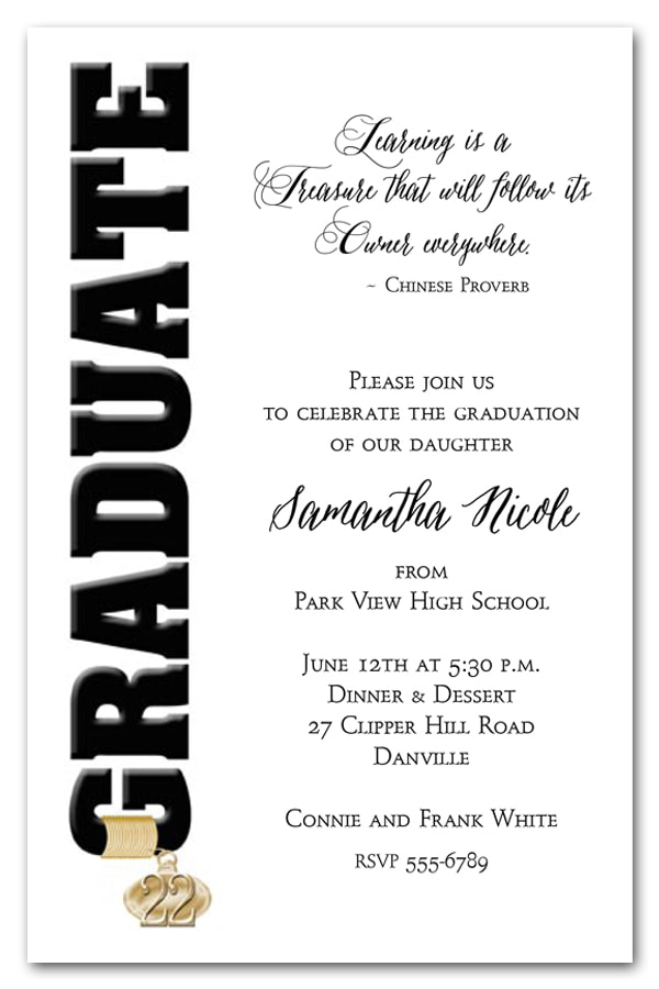 Tassel Charm Black Graduate Invitations and Announcements - Available in several colors | TheInvitationShop.com