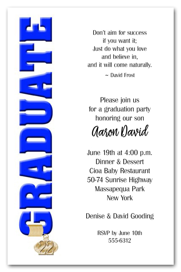 Tassel Charm Blue Graduate Invitations and Announcements - Available in several colors | TheInvitationShop.com