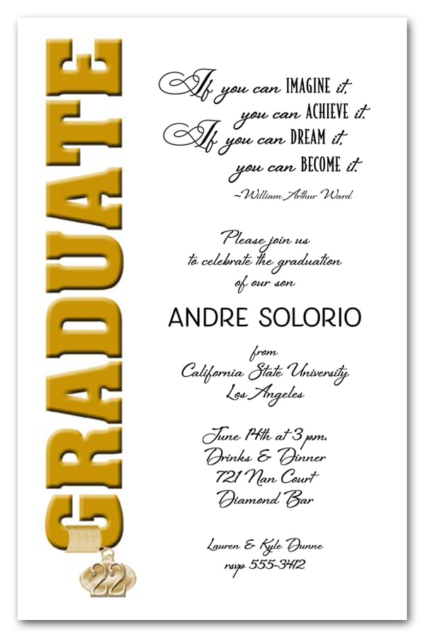 Tassel Charm Gold Graduate Invitations and Announcements - Available in several colors | TheInvitationShop.com