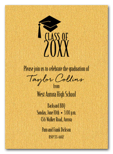 Grad Hat Graduation Invitations and Announcements  on Shimmery Paper with Matching Envelopes - Available in several colors from TheInvitationShop.com