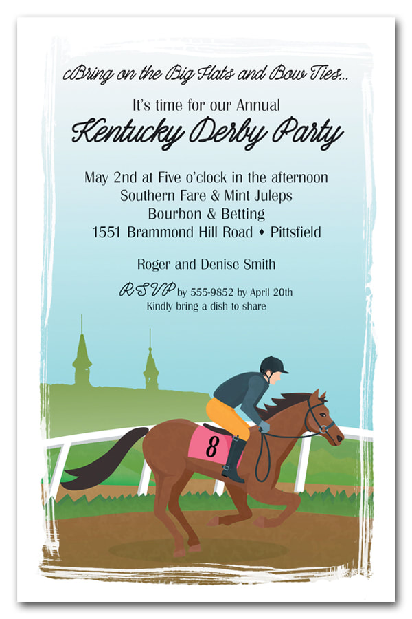 Horse Jockey Spires Derby Party Invitations