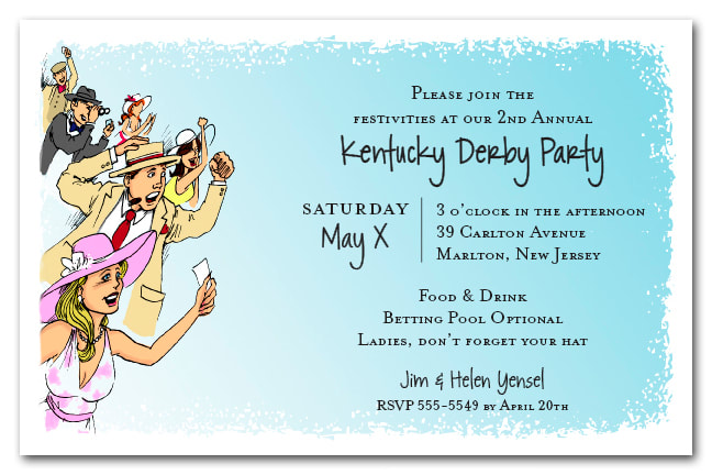 Horse Racing Crowd Kentucky Derby Party Invitations from TheInvitationShop.com