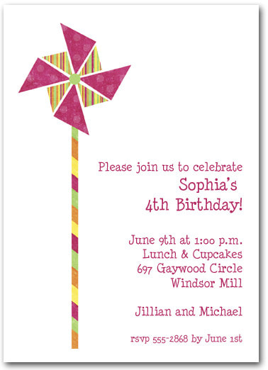 Hot Pink & Stripes Pinwheel Party Invitations (also available in teal blue) | Shop all our summer themed Party Invitations!