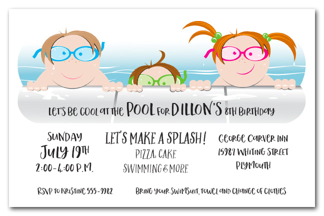 Kids in the Pool Party Invitations from TheInvitationShop.com