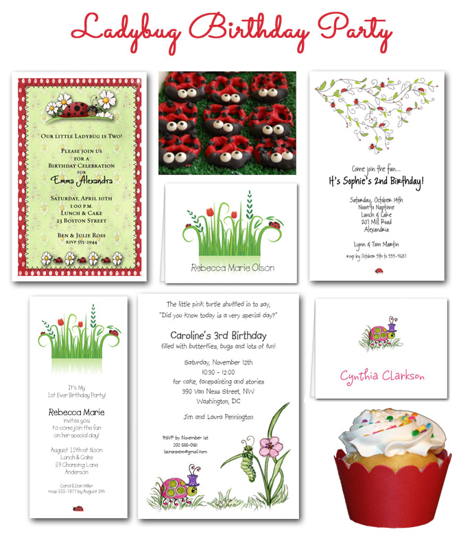Ladybug Birthday Party Invitations, party favor ideas and party planning tips from TheInvitationShop.com