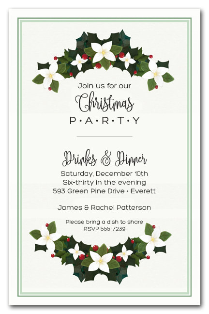 Magnolia Holiday Swags Christmas Party Invitations