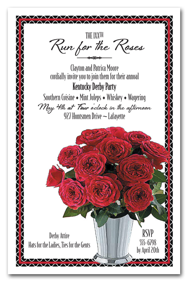 Julep Cup of Roses Kentucky Derby Party Invitations