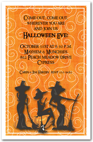 Three Witches Spell Halloween Invitations from TheInvitationShop.com