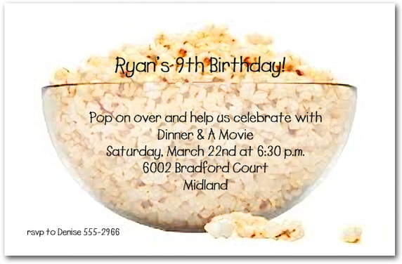 Bowl of Popcorn Party Invitations