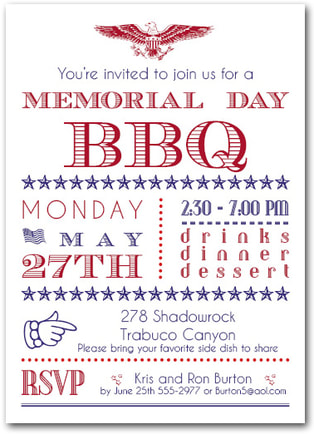 Memorial Day BBQ Party Invitations from TheInvitationShop.com