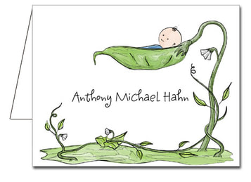 Baby Boy Peapod Thank You Notes from TheInvitationShop.com