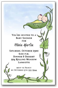 Twins Sweet Pea Baby Shower Invitations from TheInvitationShop.com